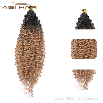 Aisi Hair Wholesale Manufacturer Fluffy Hair Extensions Crochet Braids Loose Curly Wave Pre Looped Synthetic Braiding Hair
